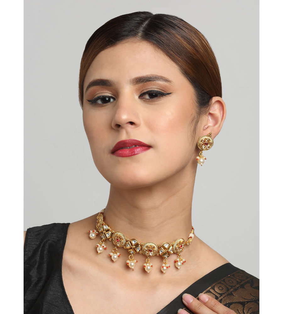 YouBella Jewellery Celebrity Inspired Gold Plated Necklace Jewellery Set for Girls and Women